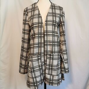 Bagatelle Collection Plaid Open Collarless Blazer - Sz S